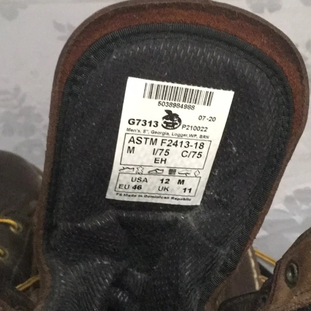 Men’s Georgia Boot  Brown Leather Work Boots with Yellow Laces